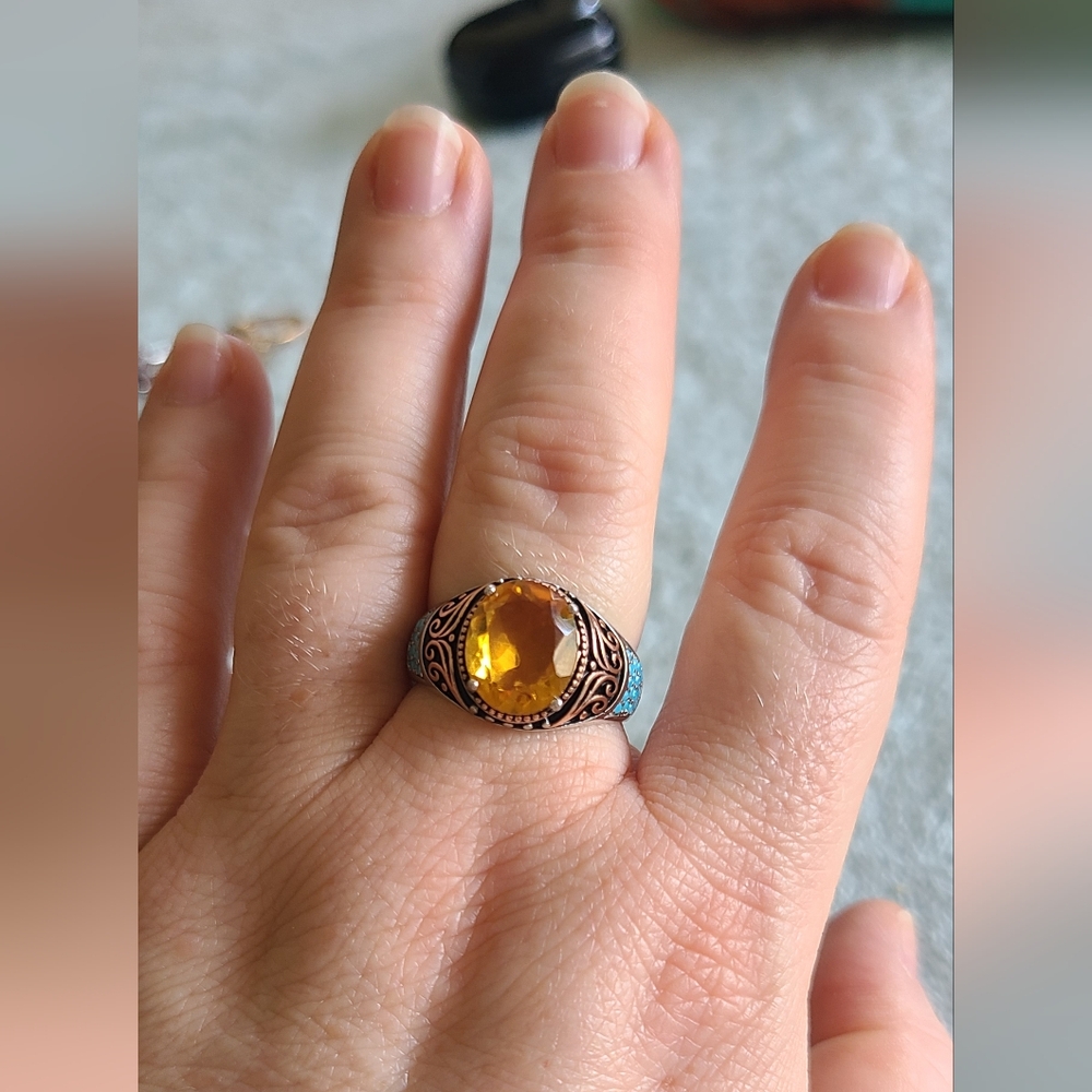 Vintage Citrine Gemstone Sterling Ring